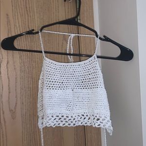 Crochet white crop top